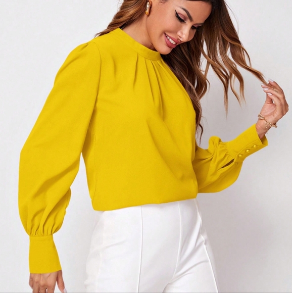Ruched Reflections Blouse - Yellow - Picture 5 of 6